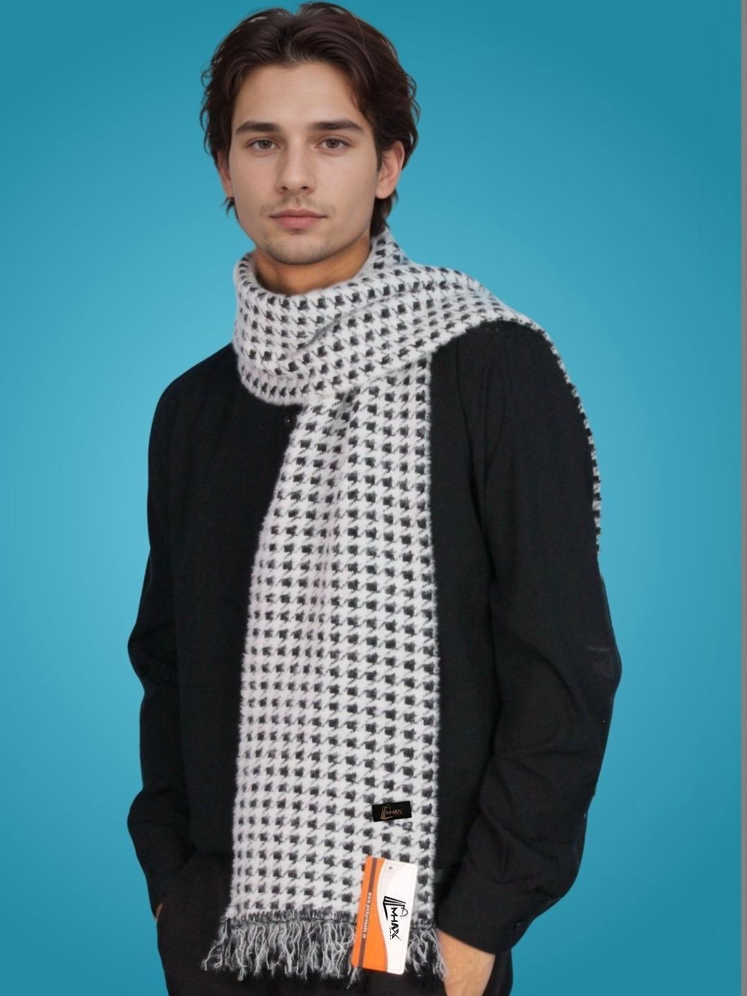 MHAX Men Checked Merino Wool Mufflers
