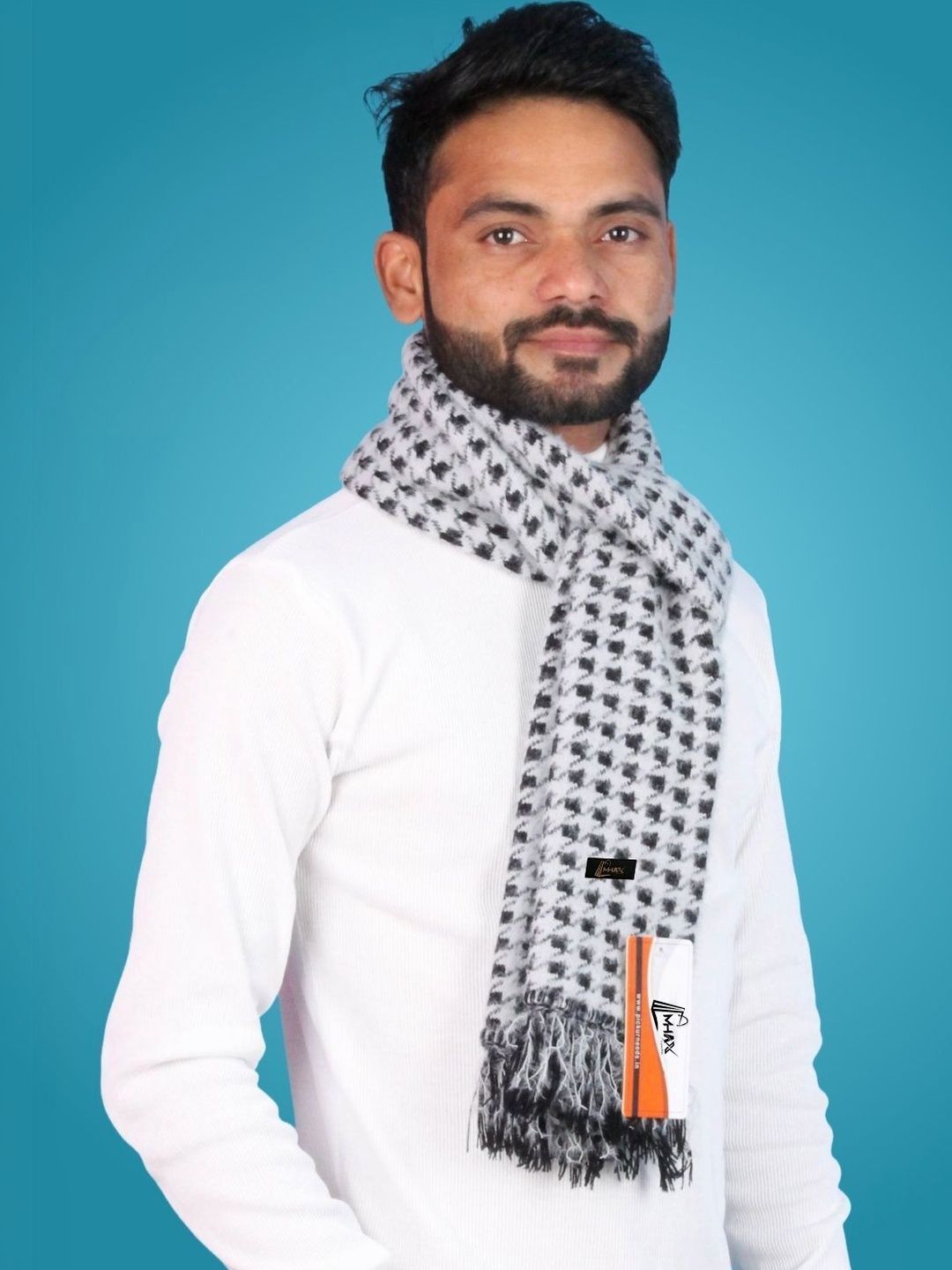 MHAX Men Checked Merino Wool Mufflers