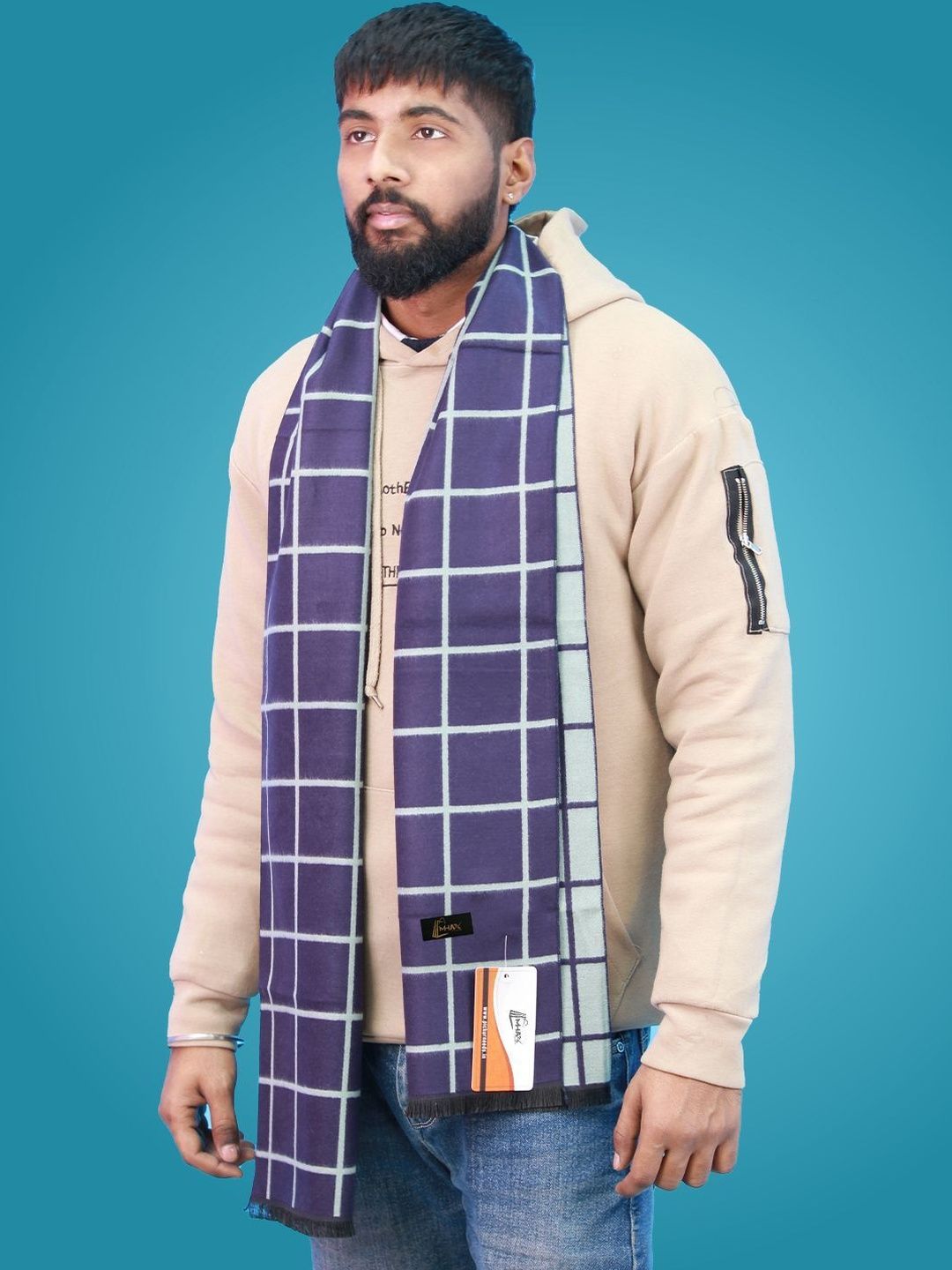 MHAX Men Checked Merino Wool Mufflers