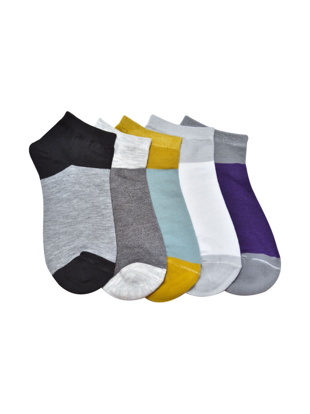 VIPUN Men Pack of 5 Cotton Colourblocked Ankle Length Socks