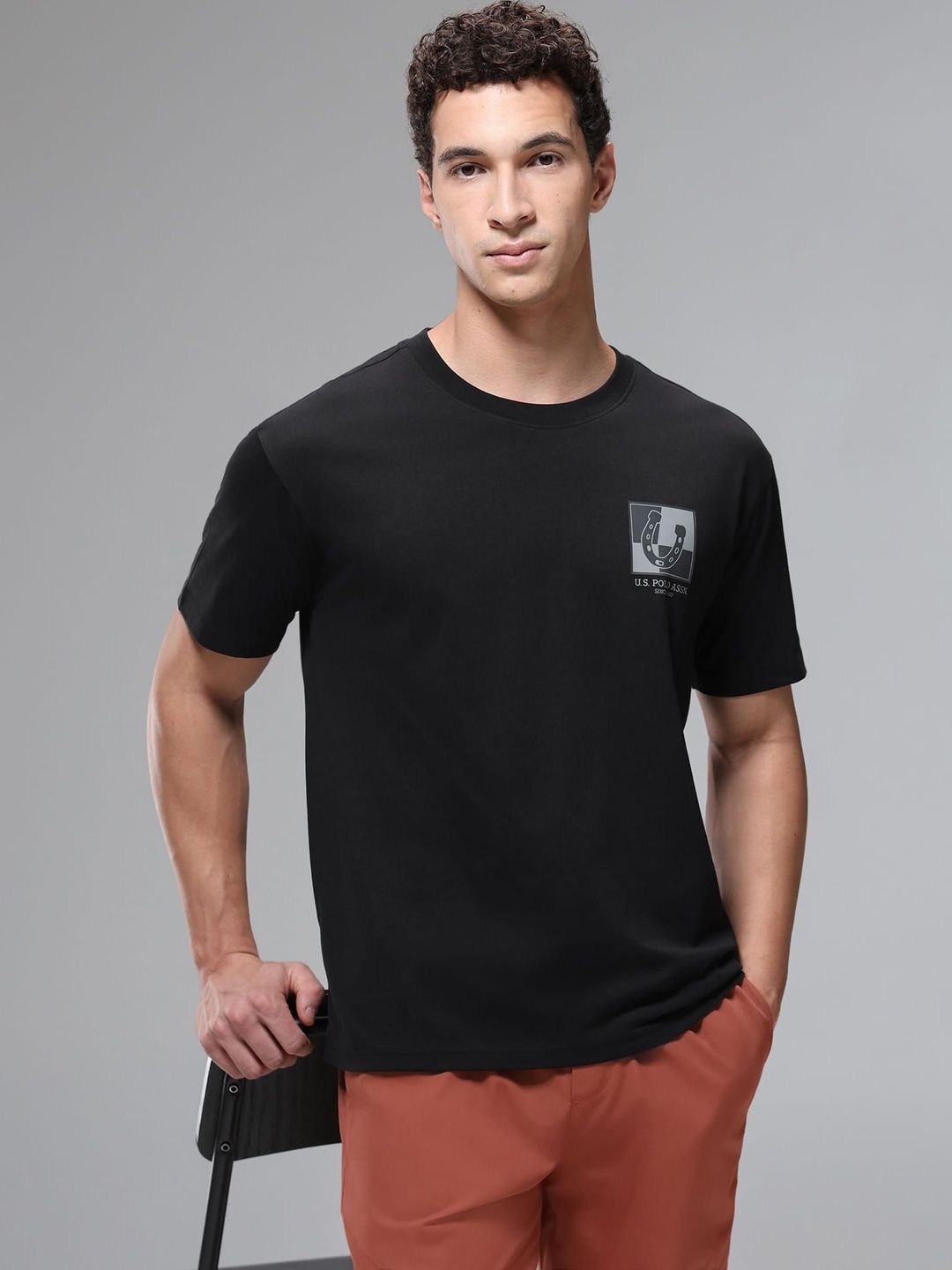 U.S. Polo Assn. Printed Cotton Round Neck Regular Lounge Tshirts