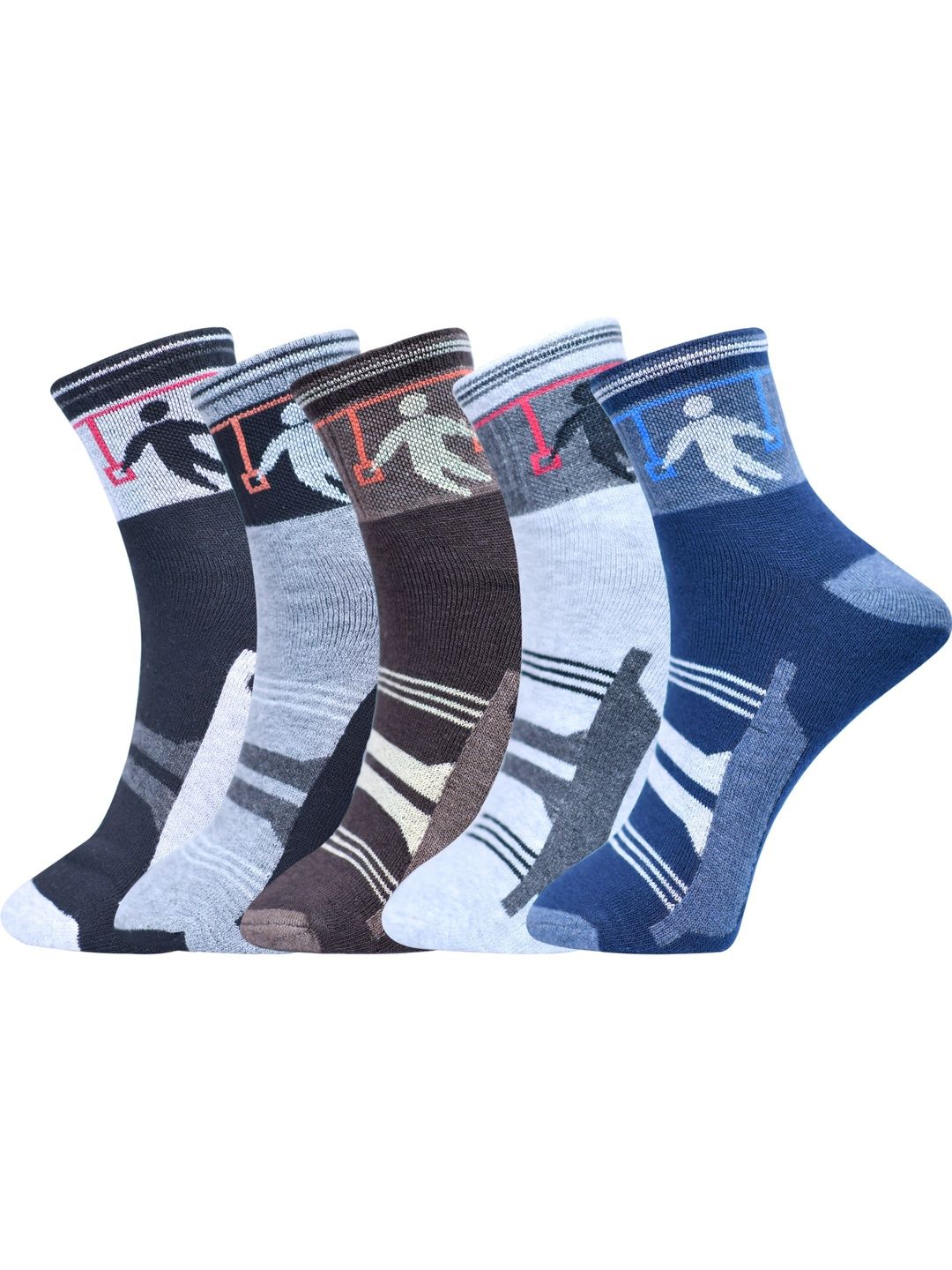 GARUN Men Pack of 5 Cotton Patterned Above Ankle Socks