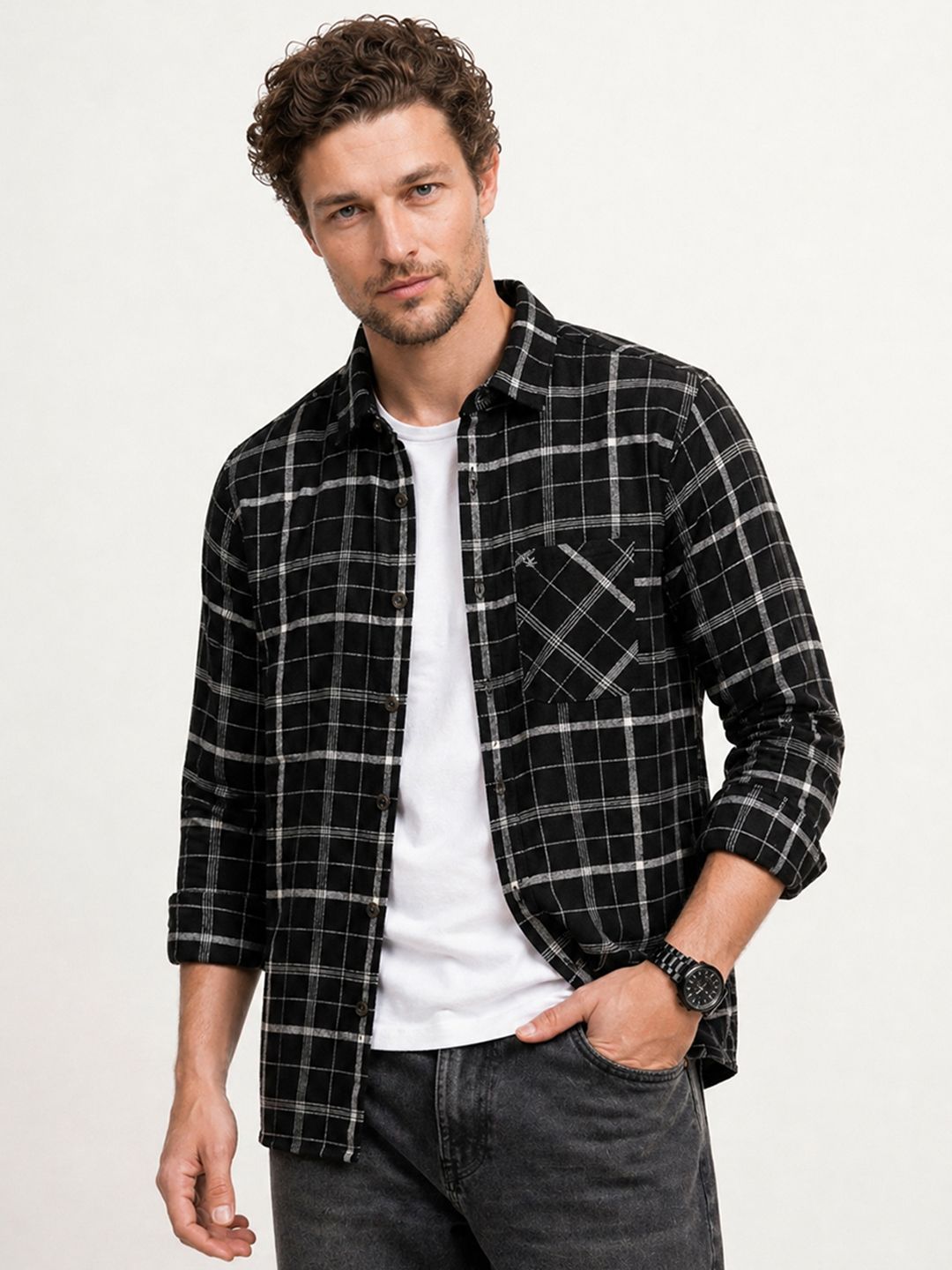 WROGN Checked Pure Cotton Casual Shirt