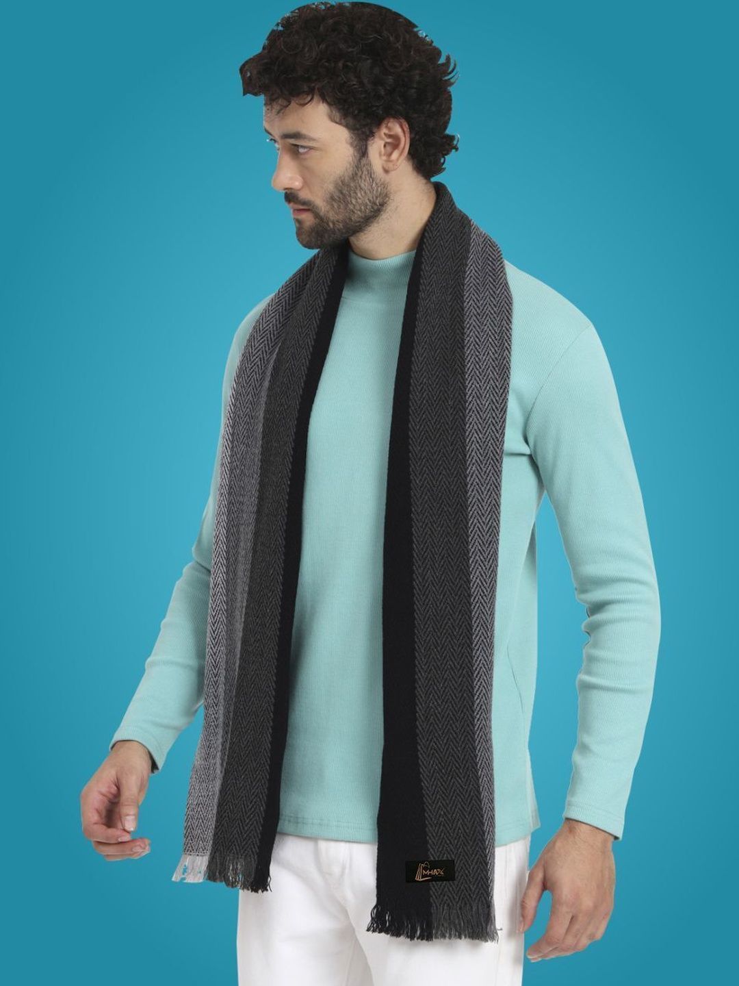 MHAX Men Striped Merino Wool Mufflers