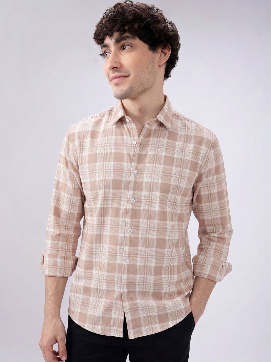 VELKYNOX Men Comfort Slim Fit Checked Casual Shirt
