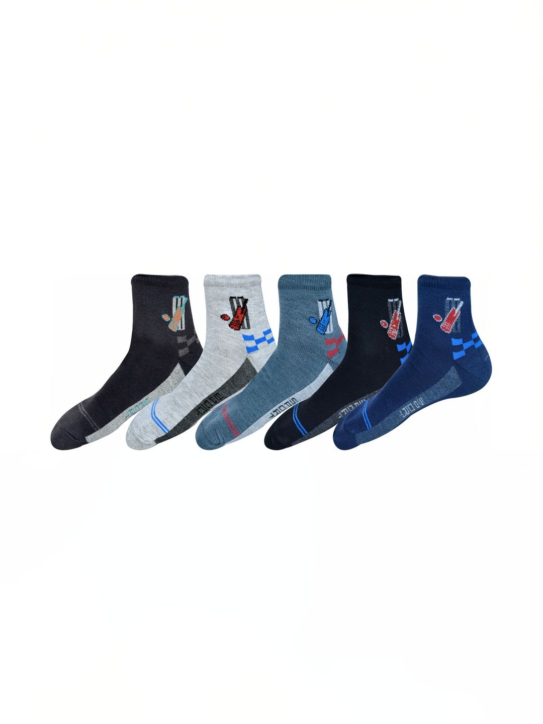 VIPUN Men Pack of 5 Cotton Patterned Ankle Length Socks