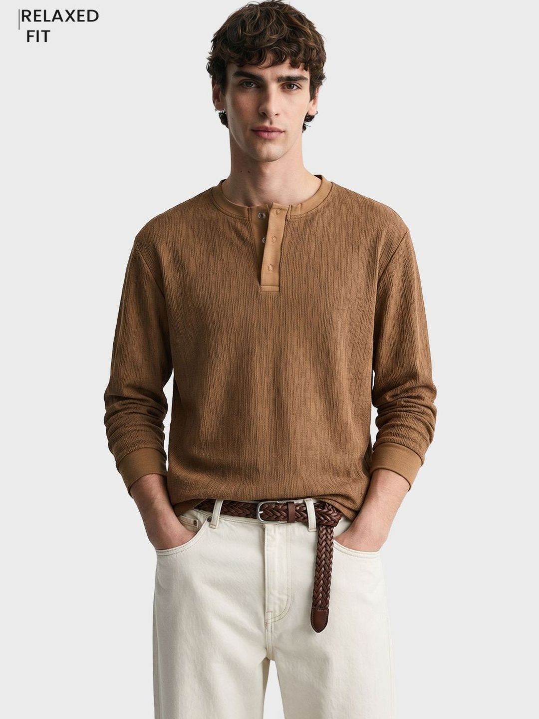 The Indian Garage Co Men Henley Neck T-shirt