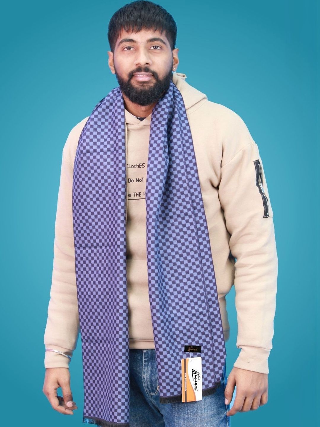 MHAX Men Checked Merino Wool Mufflers