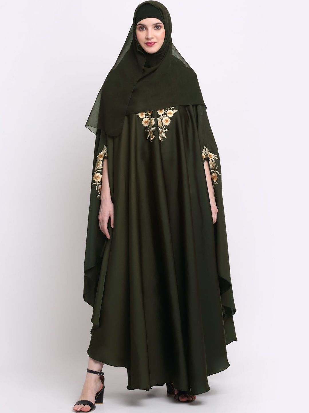 Moda Rapido Embellished Burqa With Scarves