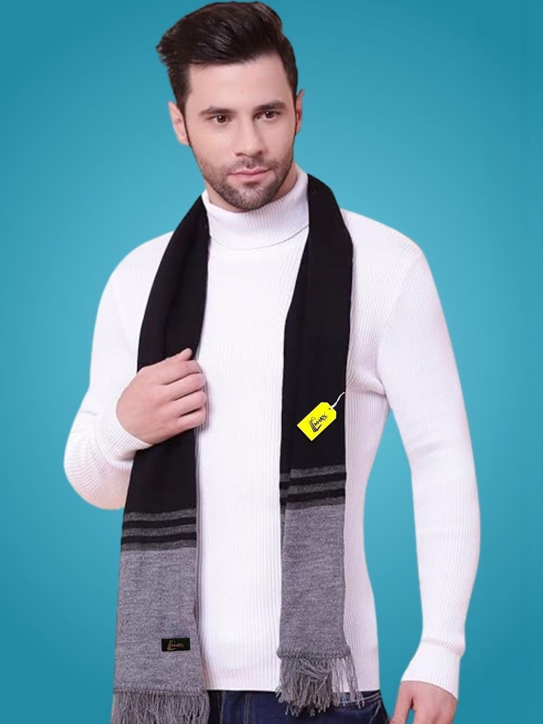 MHAX Men Striped Merino Wool Mufflers