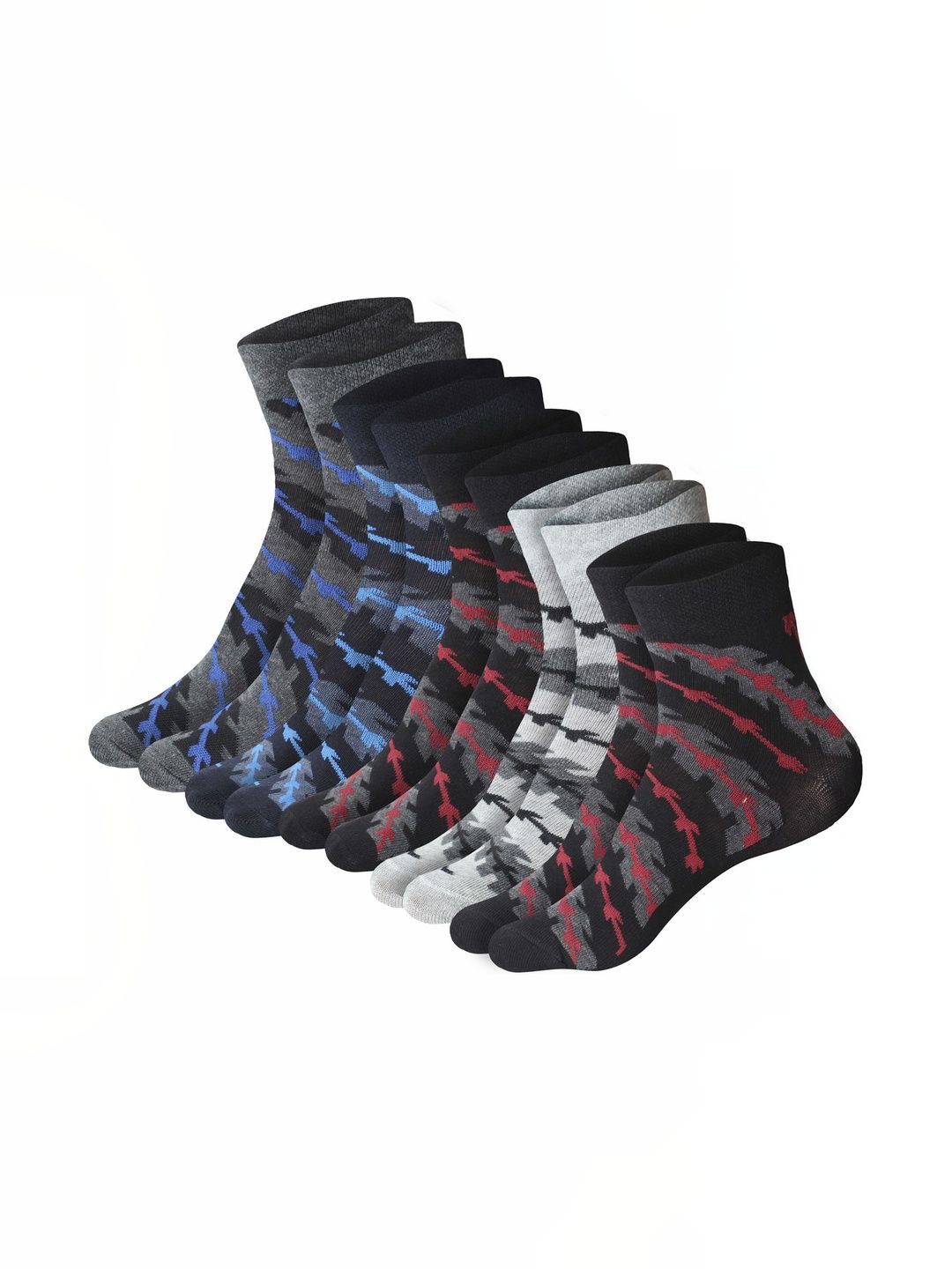 GARUN Men Pack of 5 Cotton Patterned Above Ankle Socks