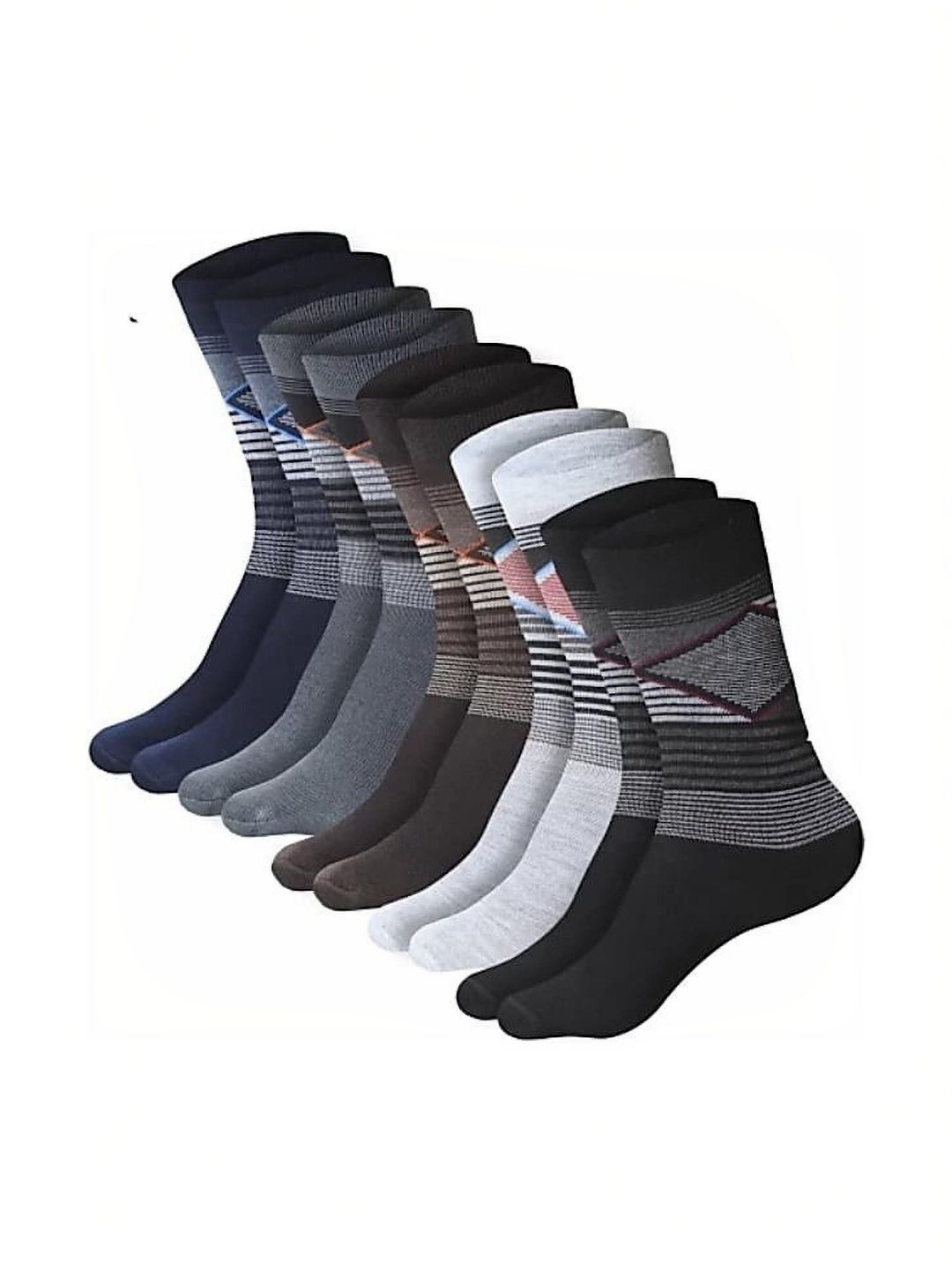 VIPUN Men Pack of 5 Cotton Patterned Calf Length Socks
