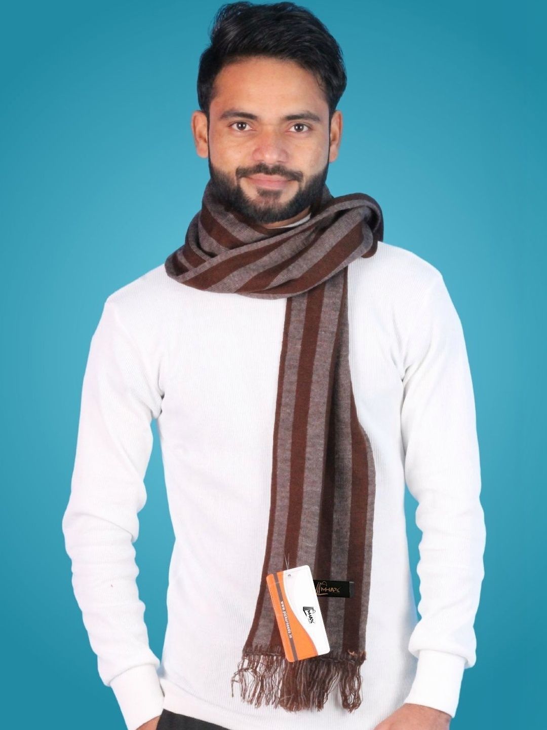 MHAX Men Striped Merino Wool Mufflers