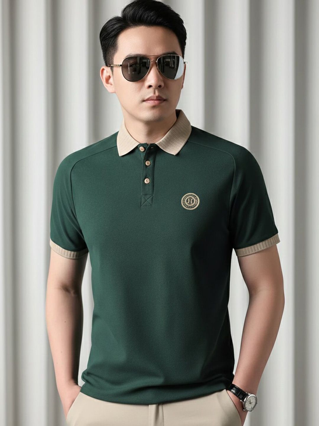 Moda Rapido Men Brand Logo Colourblocked Polo Collar T-shirt