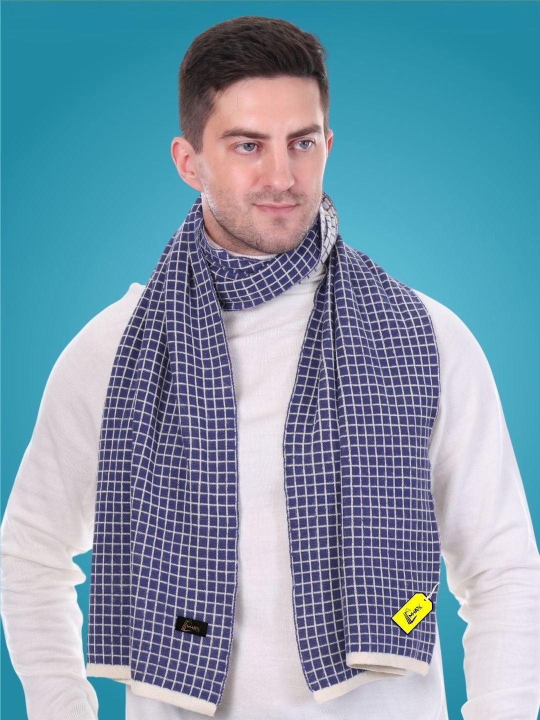MHAX Men Checked Merino Wool Mufflers