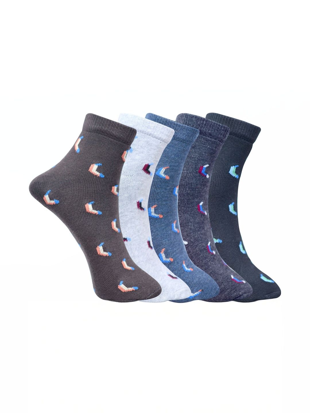 VIPUN Men Pack of 5 Cotton Patterned Above Ankle Socks