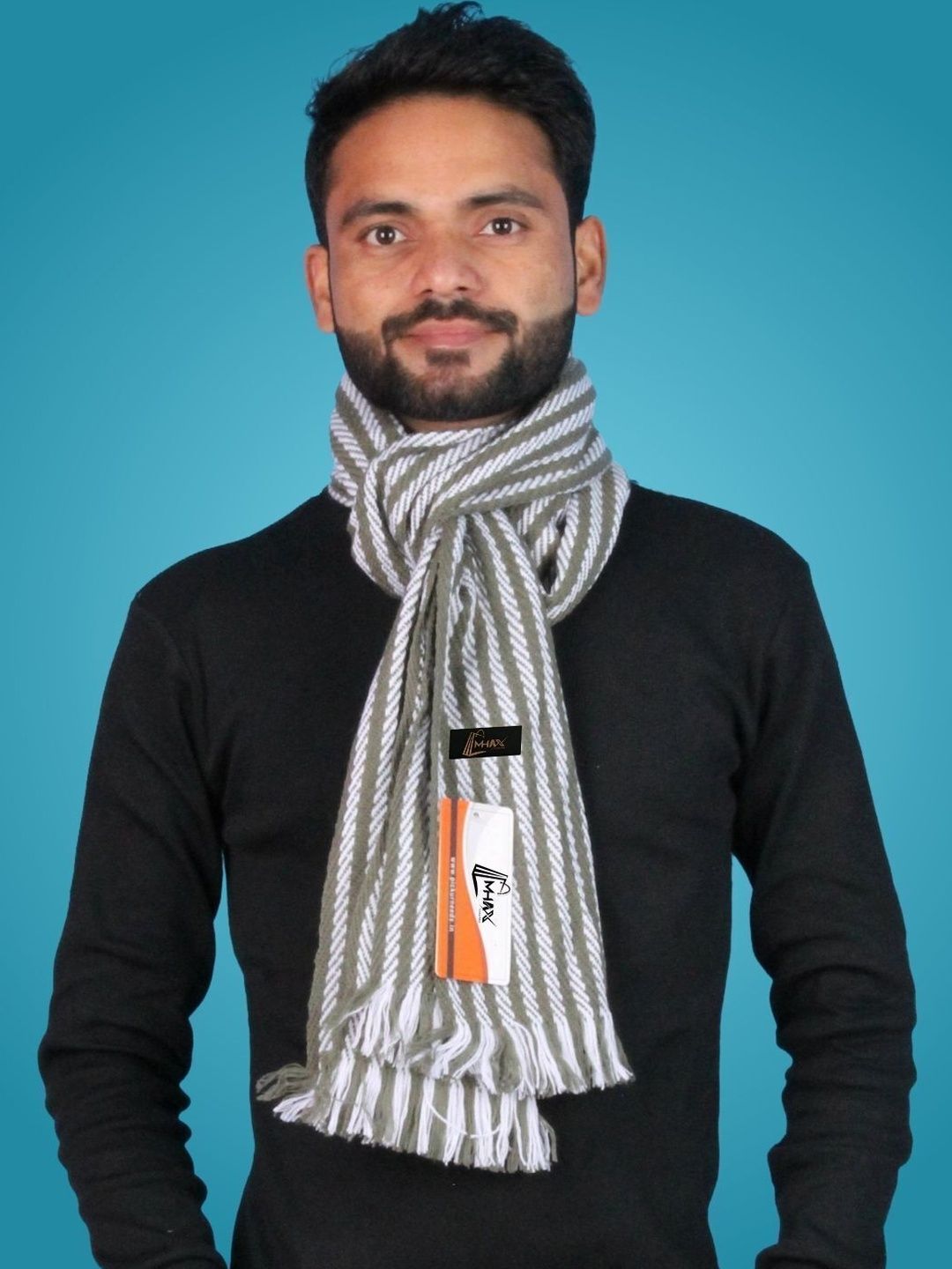 MHAX Men Striped Merino Wool Mufflers