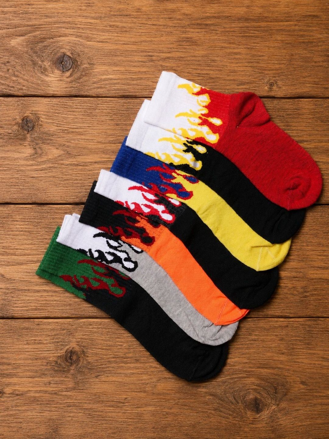 Sloxie Unisex Pack of 7 Cotton Patterned Above Ankle Socks