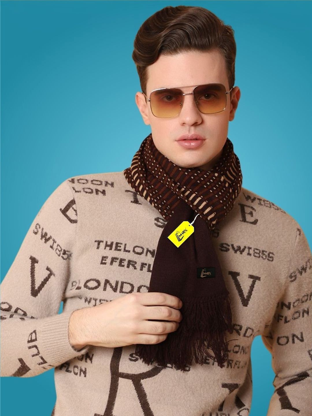 MHAX Men Patterned Merino Wool Mufflers