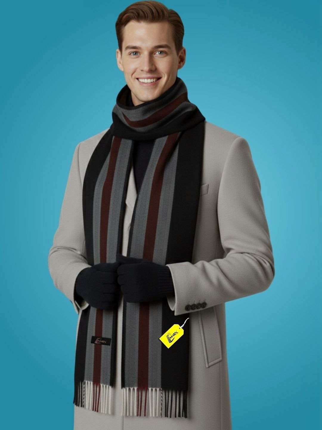 MHAX Men Striped Merino Wool Mufflers
