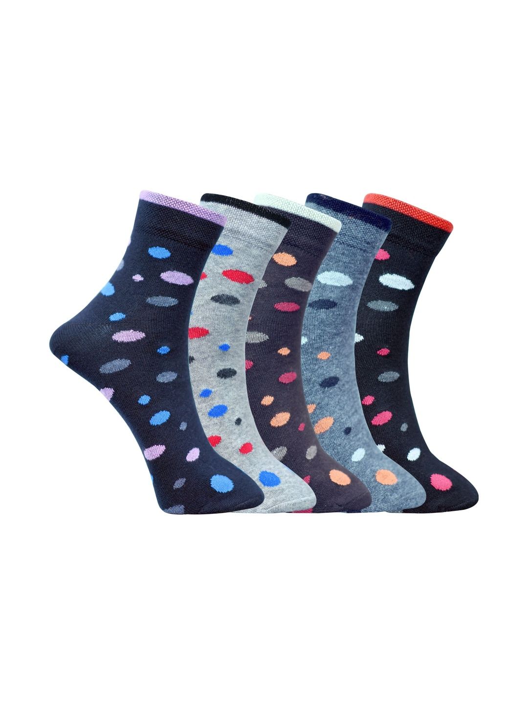 VIPUN Men Pack of 5 Cotton Patterned Calf Length Socks