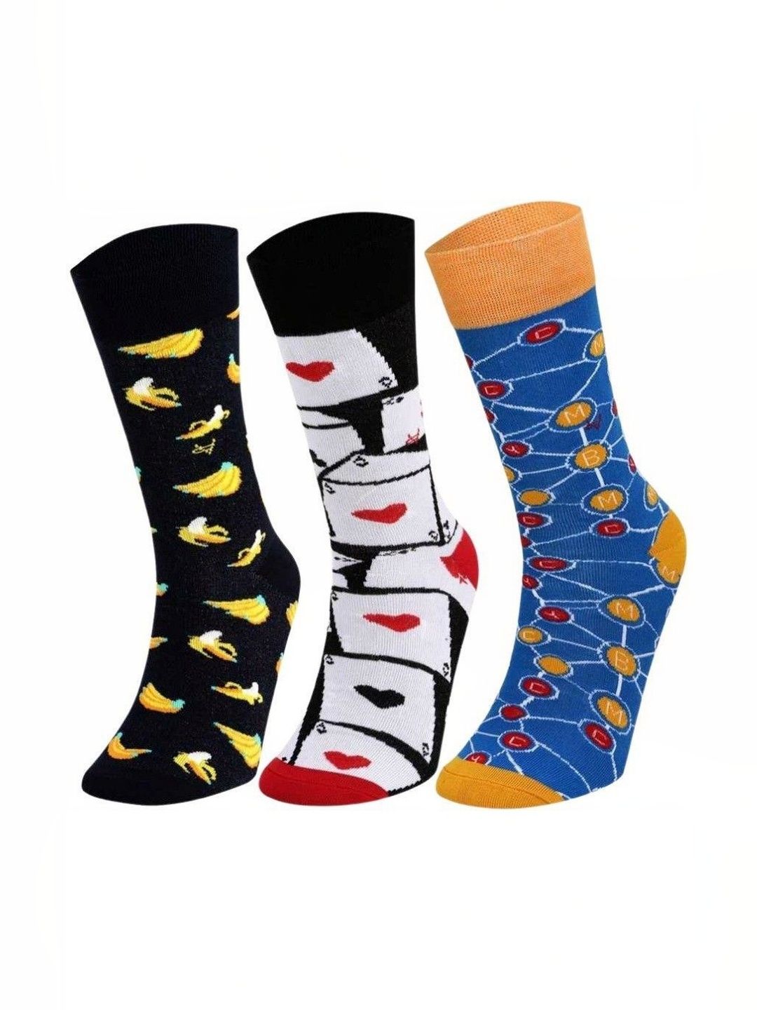 GARUN Men Pack of 3 Cotton Patterned Calf Length Socks