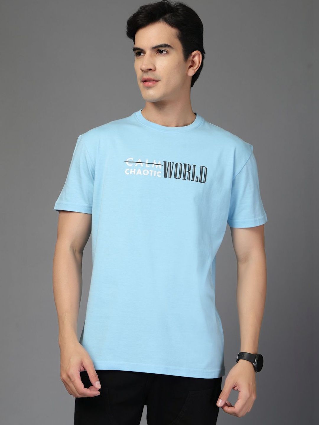 KLOUE Men Typography Printed T-shirt