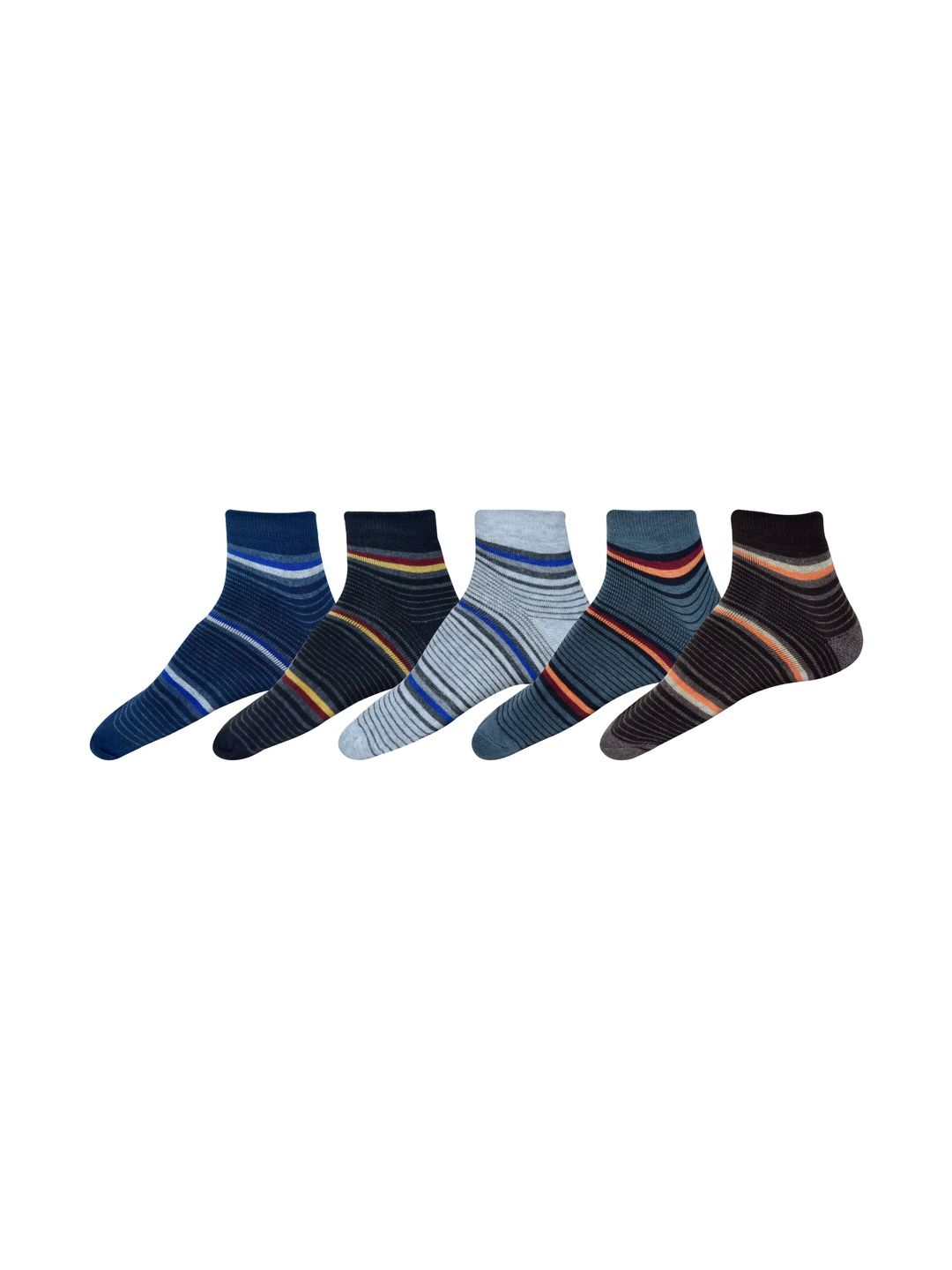 GARUN Men Pack of 5 Cotton Striped Ankle Length Socks