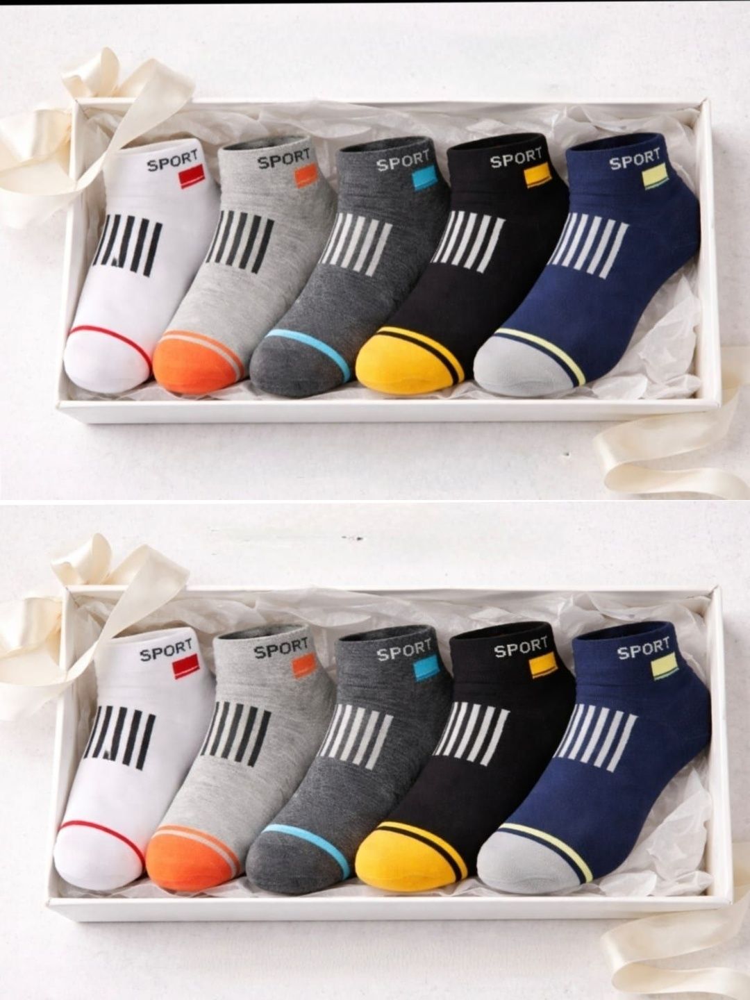 VIPUN Unisex Pack of 10 Cotton Patterned Ankle Length Socks