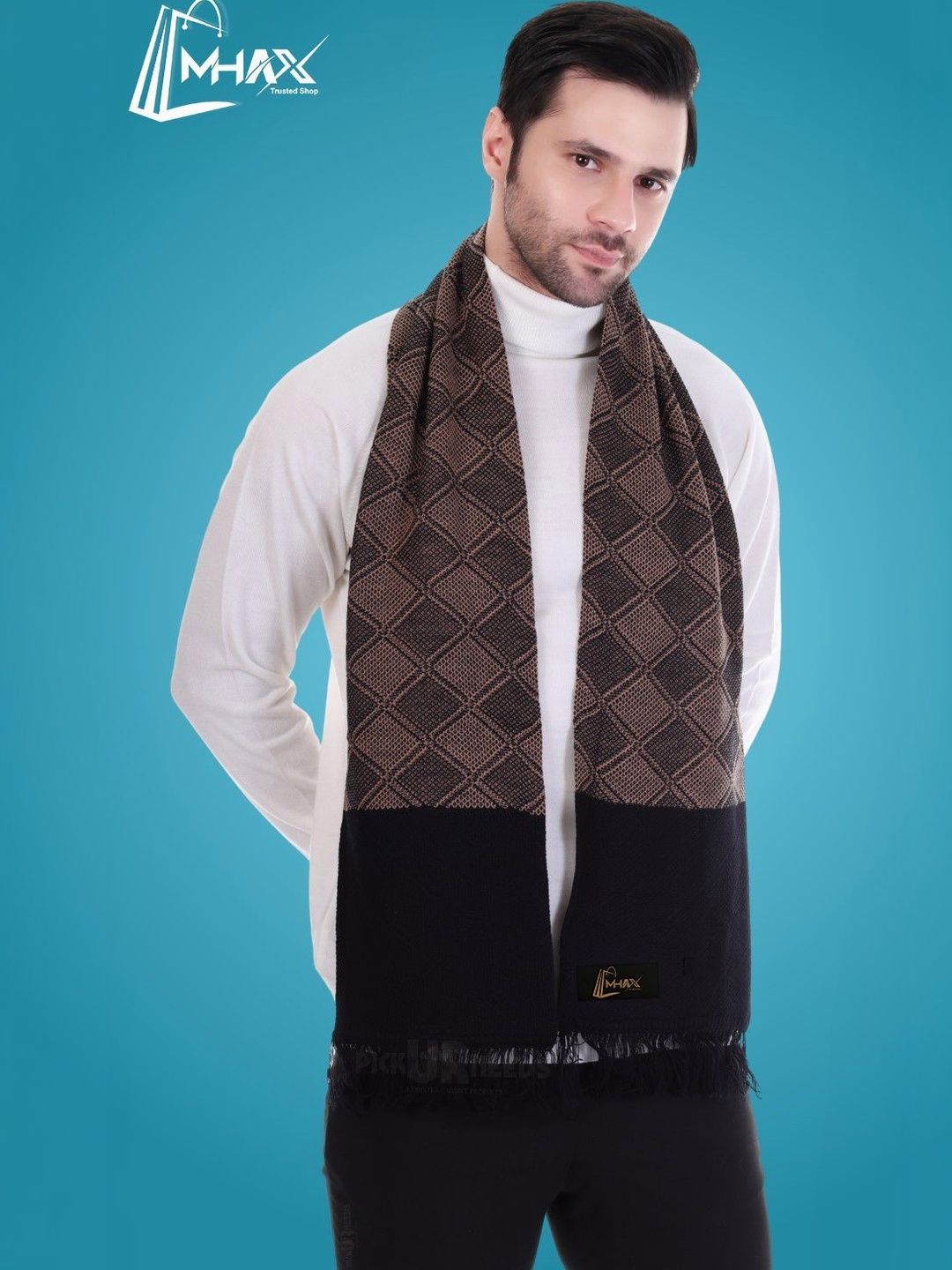 MHAX Men Patterned Merino Wool Mufflers