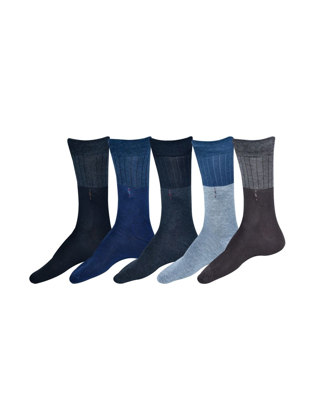 GARUN Men Pack of 5 Cotton Colourblocked Calf Length Socks