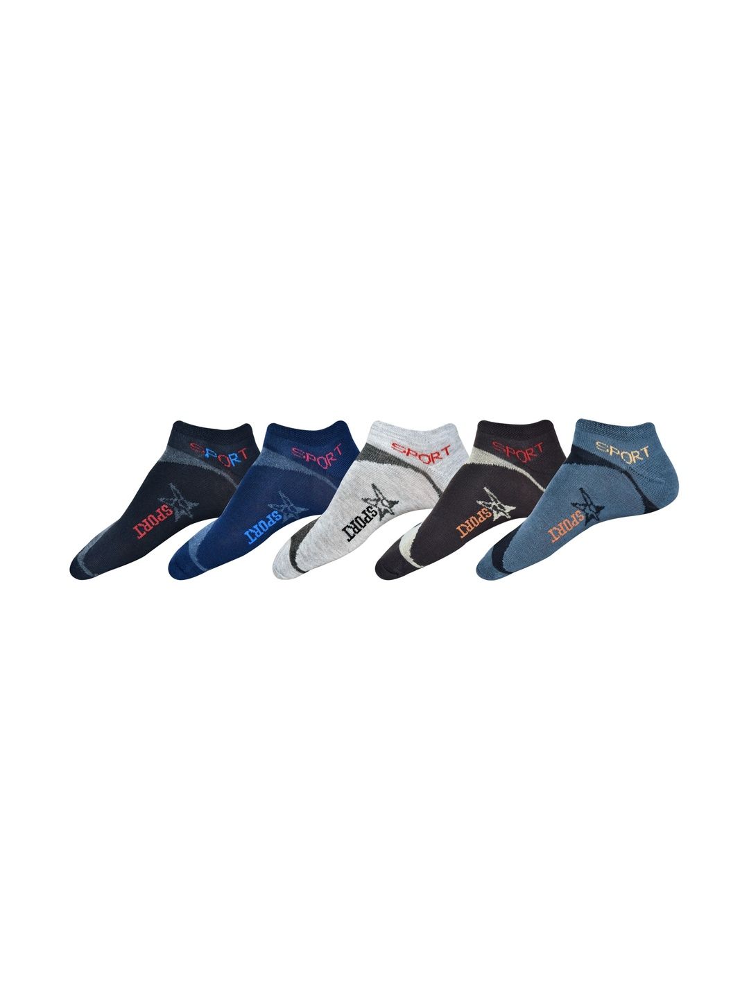GARUN Men Pack of 5 Cotton Patterned Shoe Liners Socks