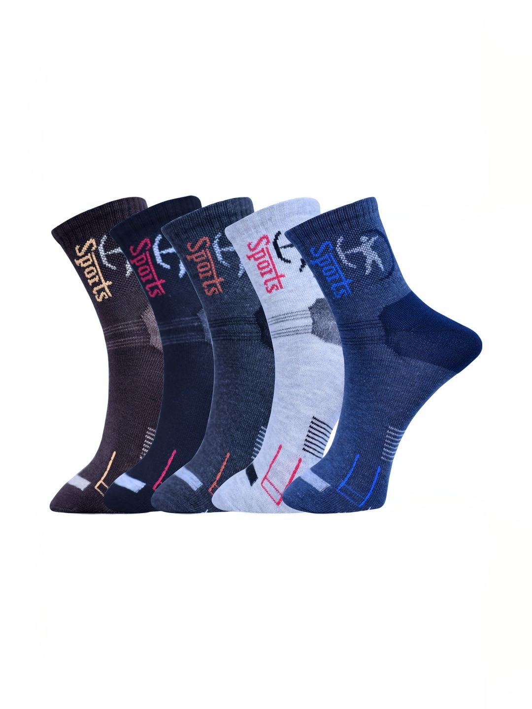 GARUN Men Pack of 5 Cotton Patterned Ankle Length Socks