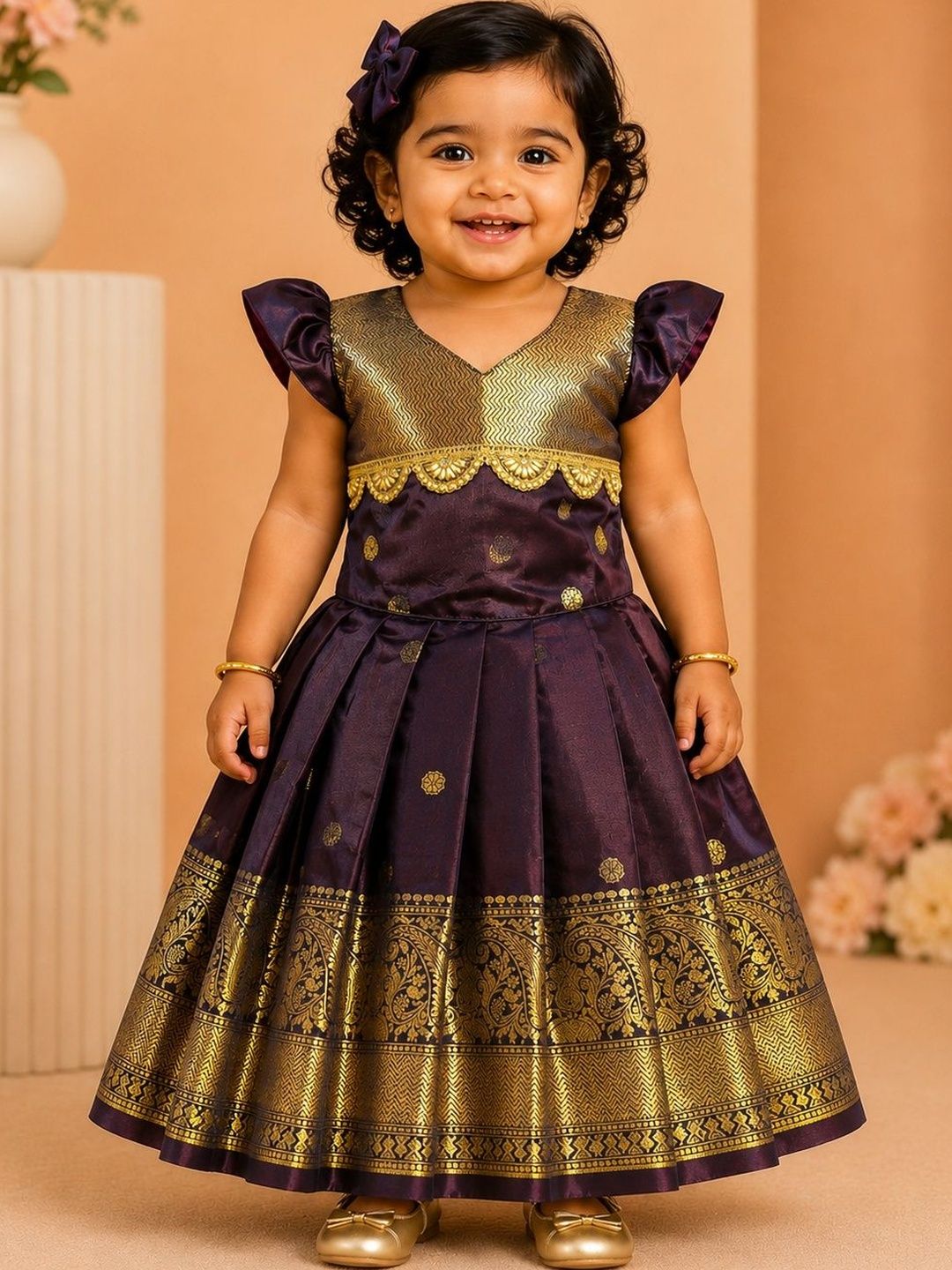Babypattu Girls Embellished Ready to Wear Lehenga &