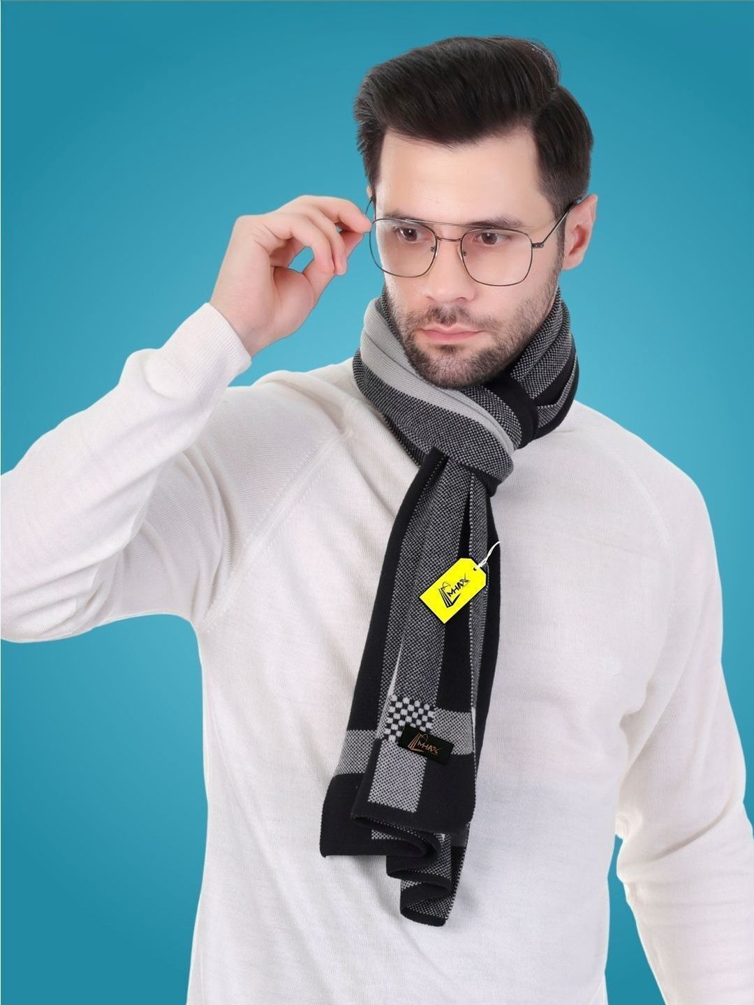 MHAX Men Checked Merino Wool Mufflers