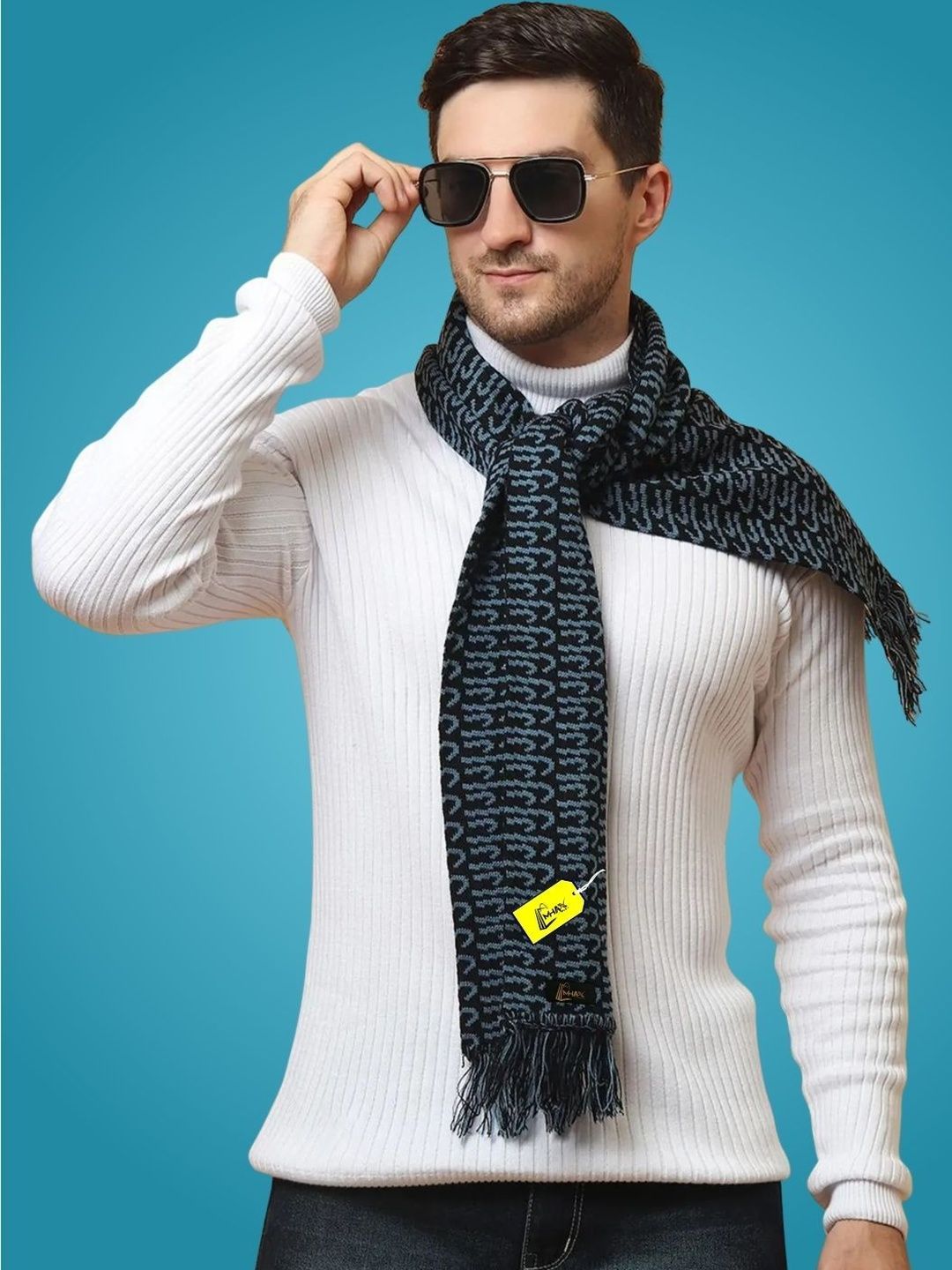 MHAX Men Patterned Merino Wool Mufflers