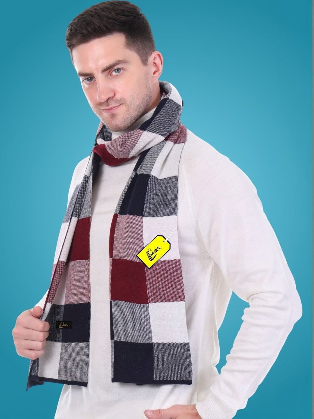 MHAX Men Checked Merino Wool Mufflers