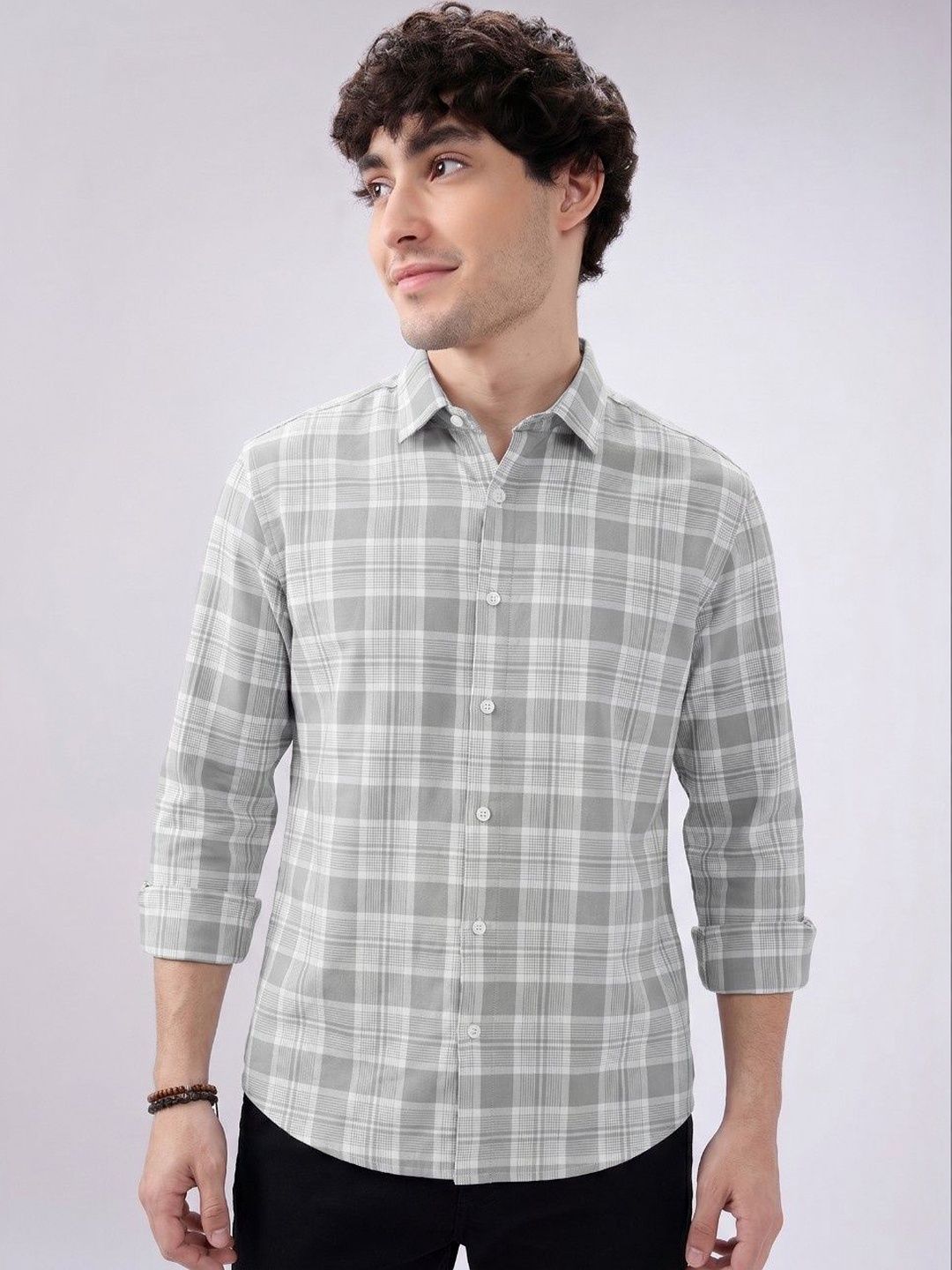 VELKYNOX Men's Regular Fit Gingham Checked Casual Shirt
