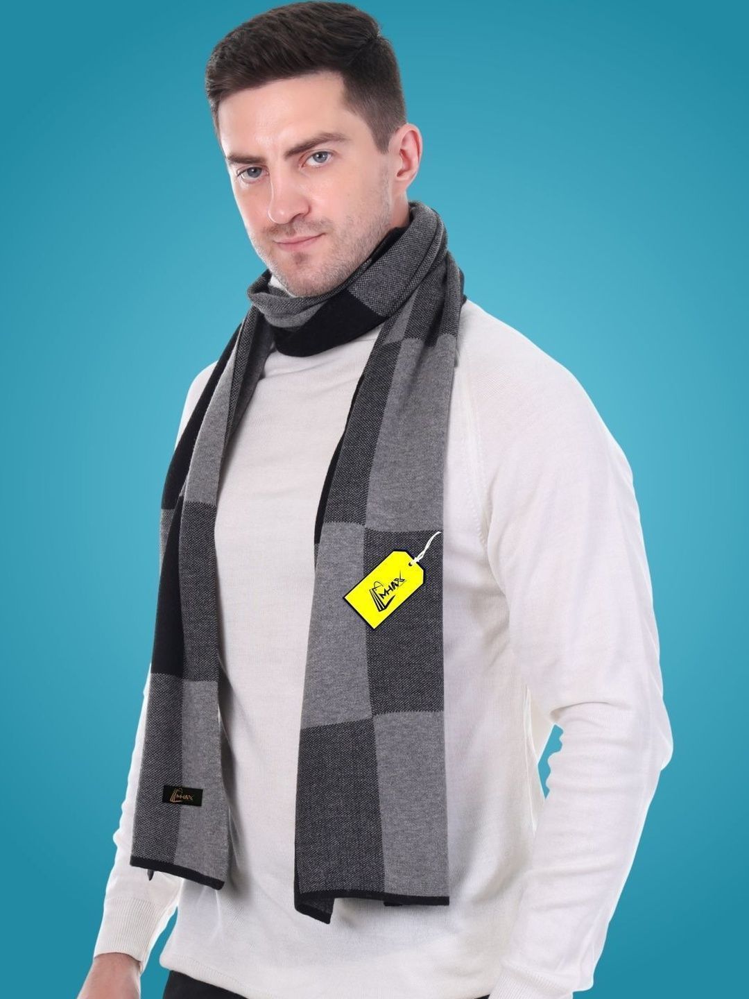 MHAX Men Checked Merino Wool Mufflers