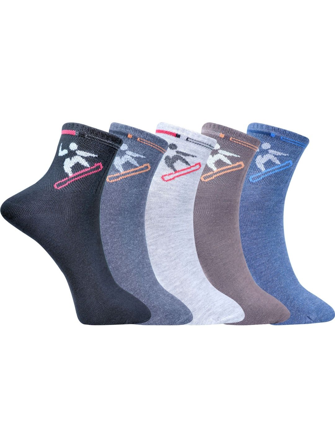 VIPUN Men Pack of 5 Cotton Patterned Above Ankle Socks
