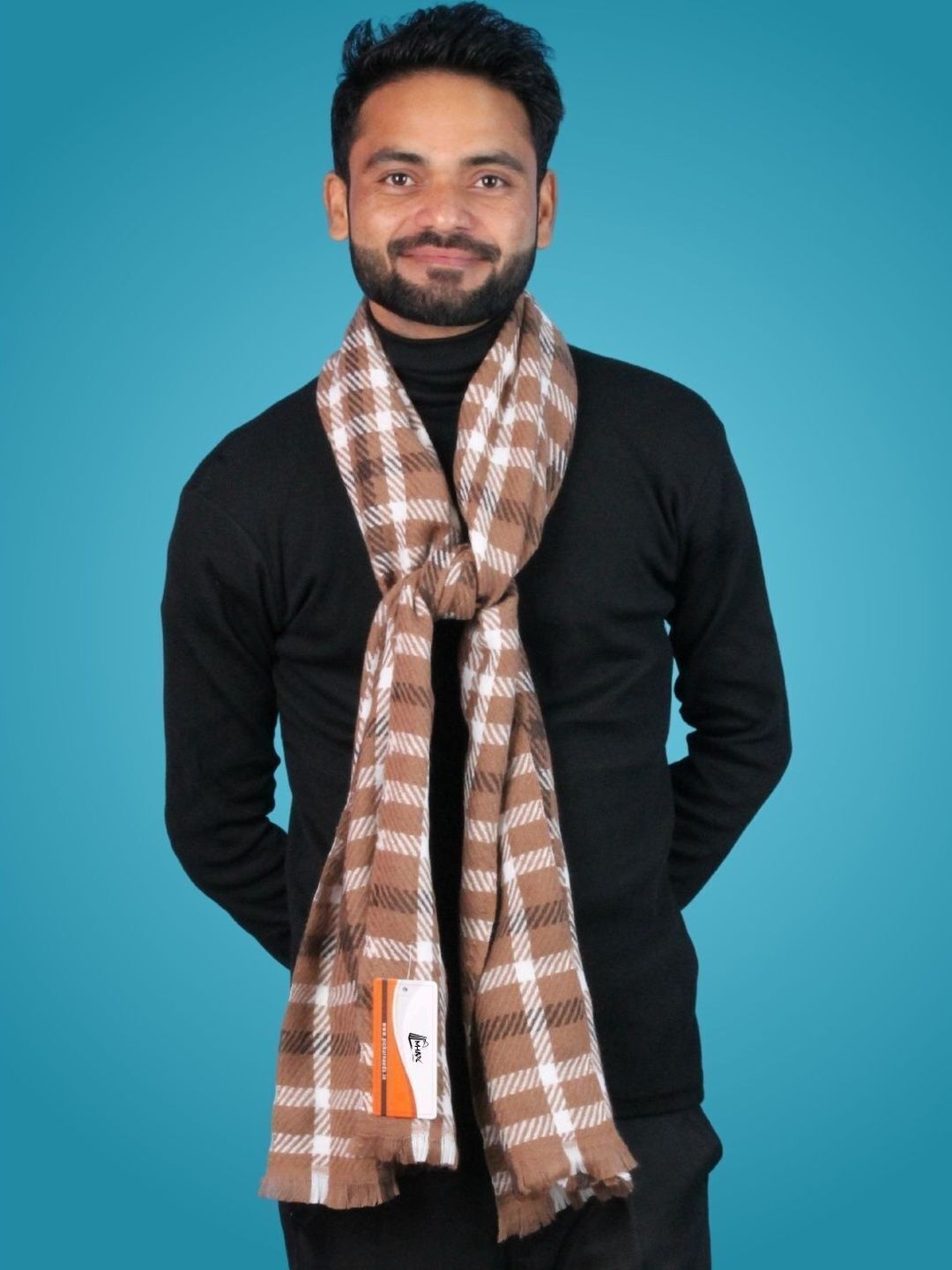 MHAX Men Checked Merino Wool Mufflers