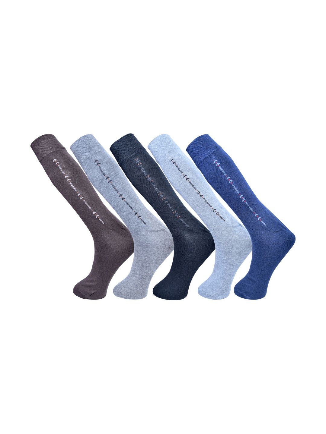 GARUN Men Pack of 5 Cotton Patterned Calf Length Socks