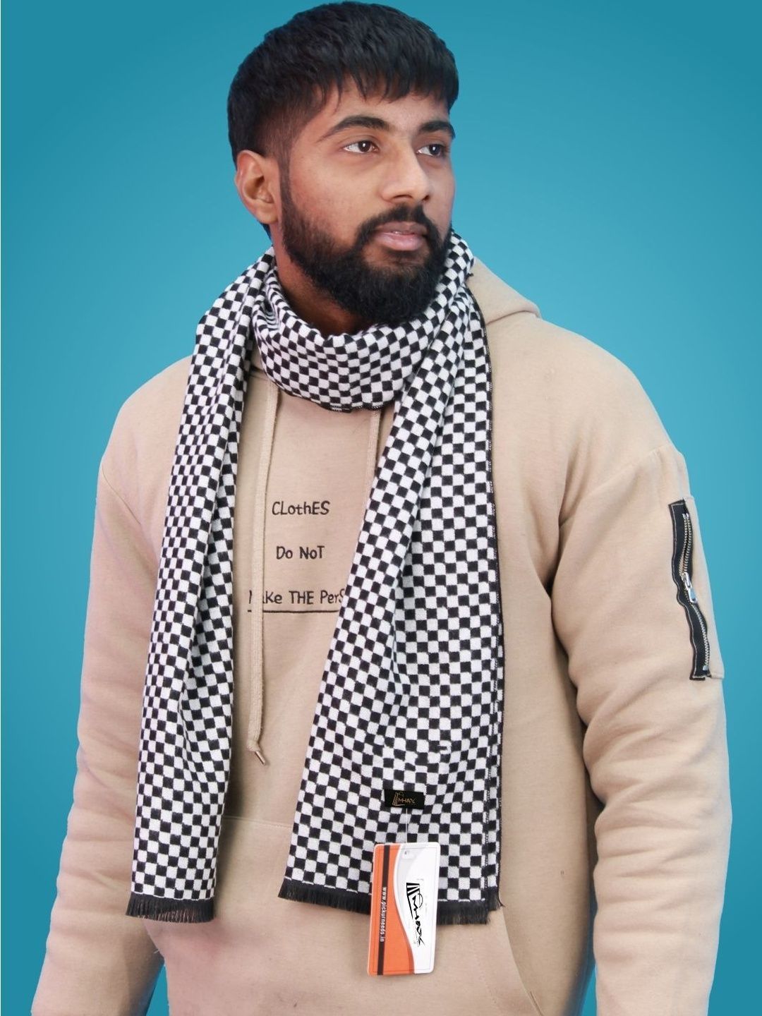 MHAX Men Checked Merino Wool Mufflers