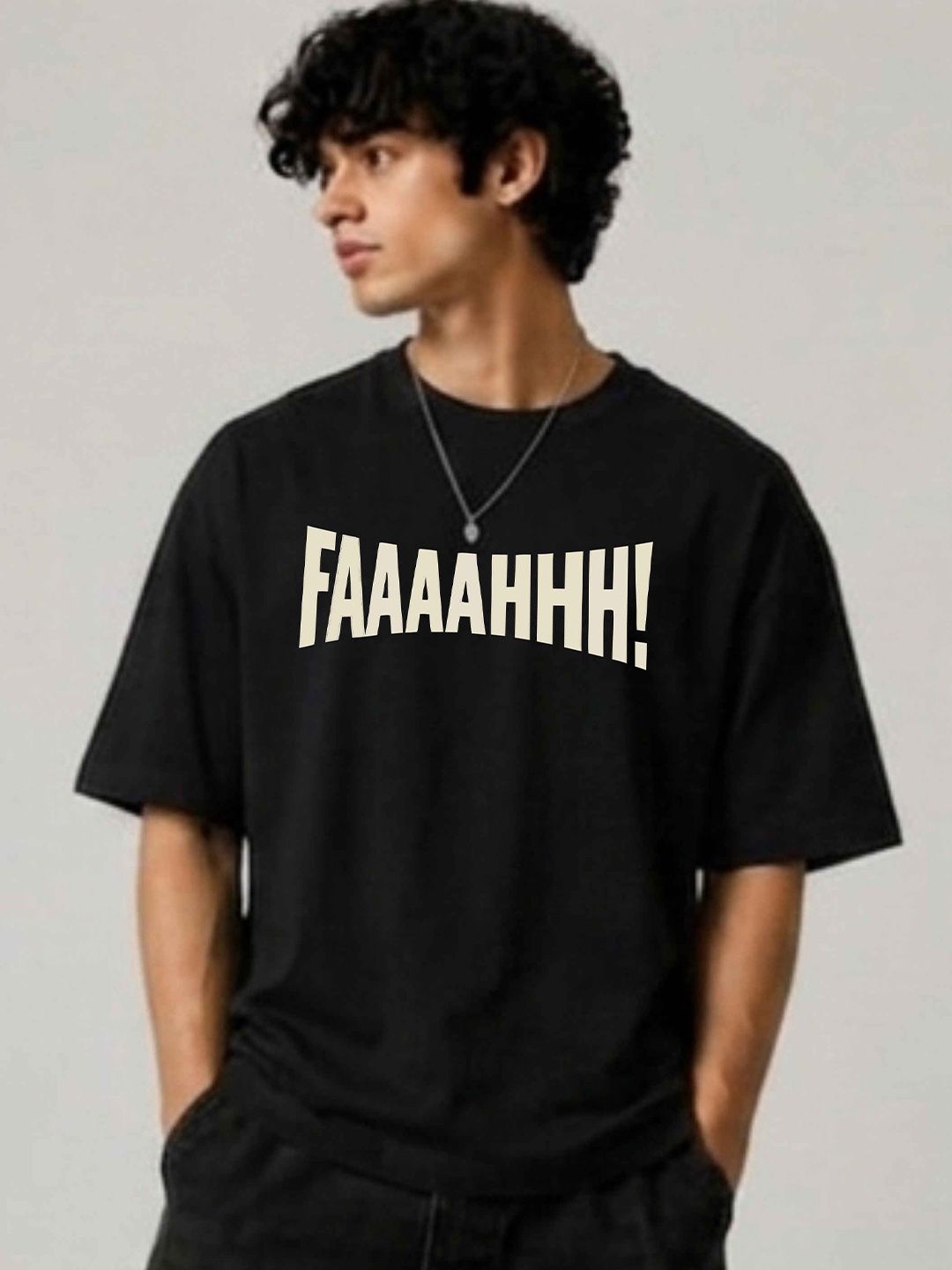 HIOR Men Typography Printed Drop-Shoulder Sleeves T-shirt