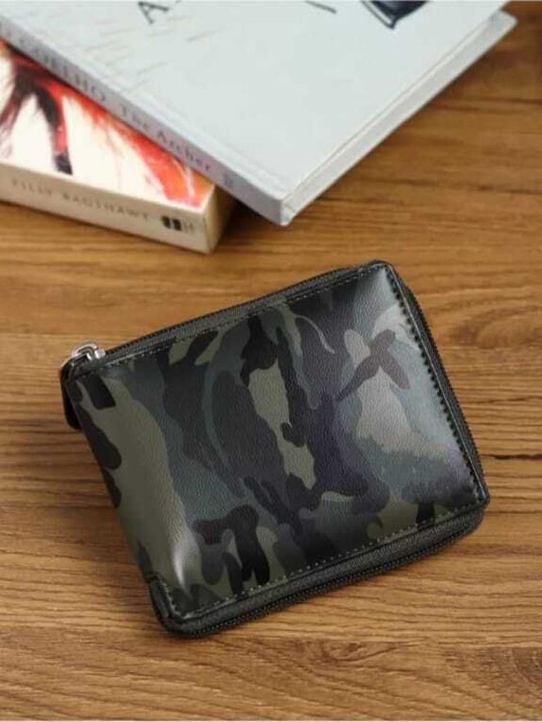 ARFA Men Camouflage Printed Leather Zip Around Wallet