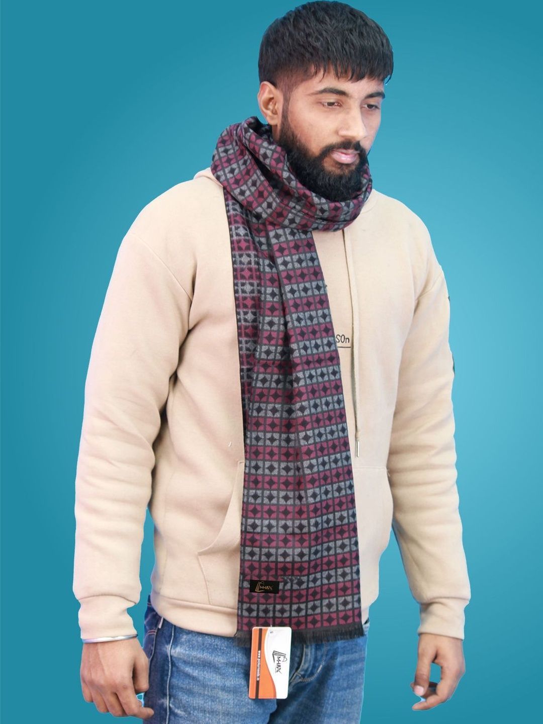MHAX Men Patterned Merino Wool Mufflers