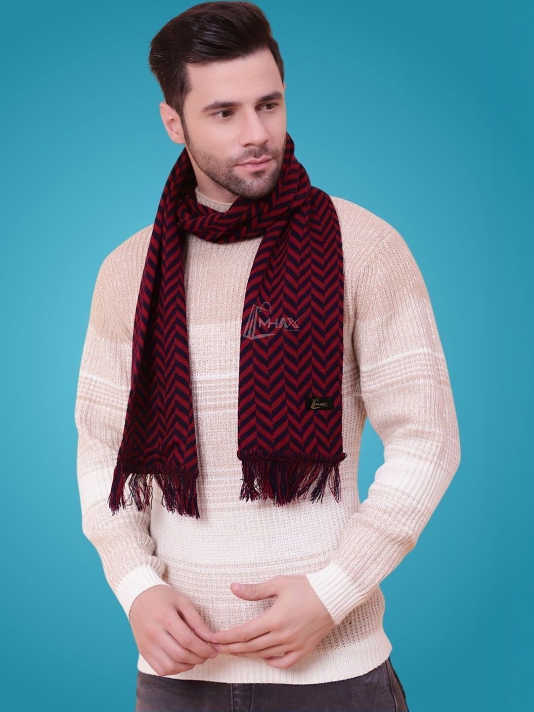 MHAX Men Patterned Merino Wool Mufflers