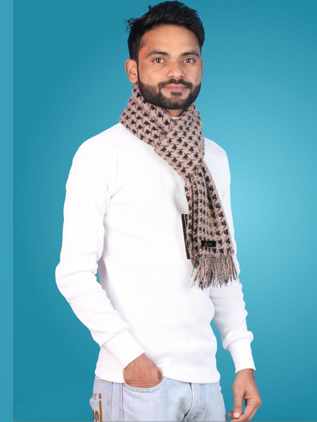 MHAX Men Patterned Merino Wool Mufflers