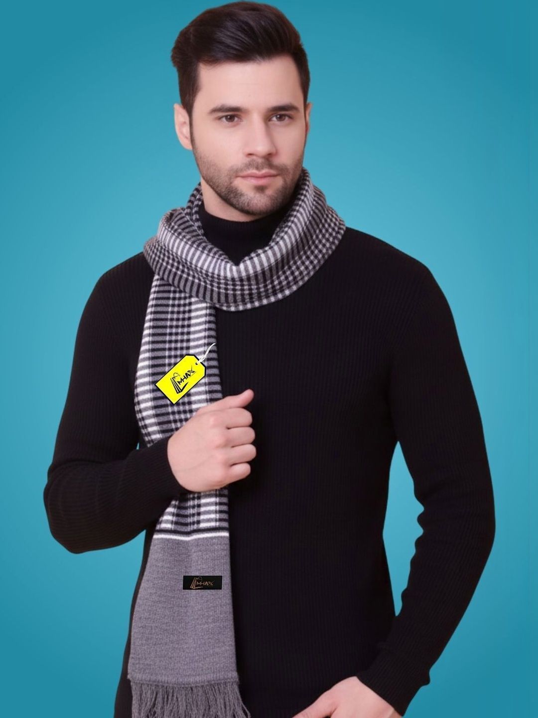 MHAX Men Checked Merino Wool Mufflers