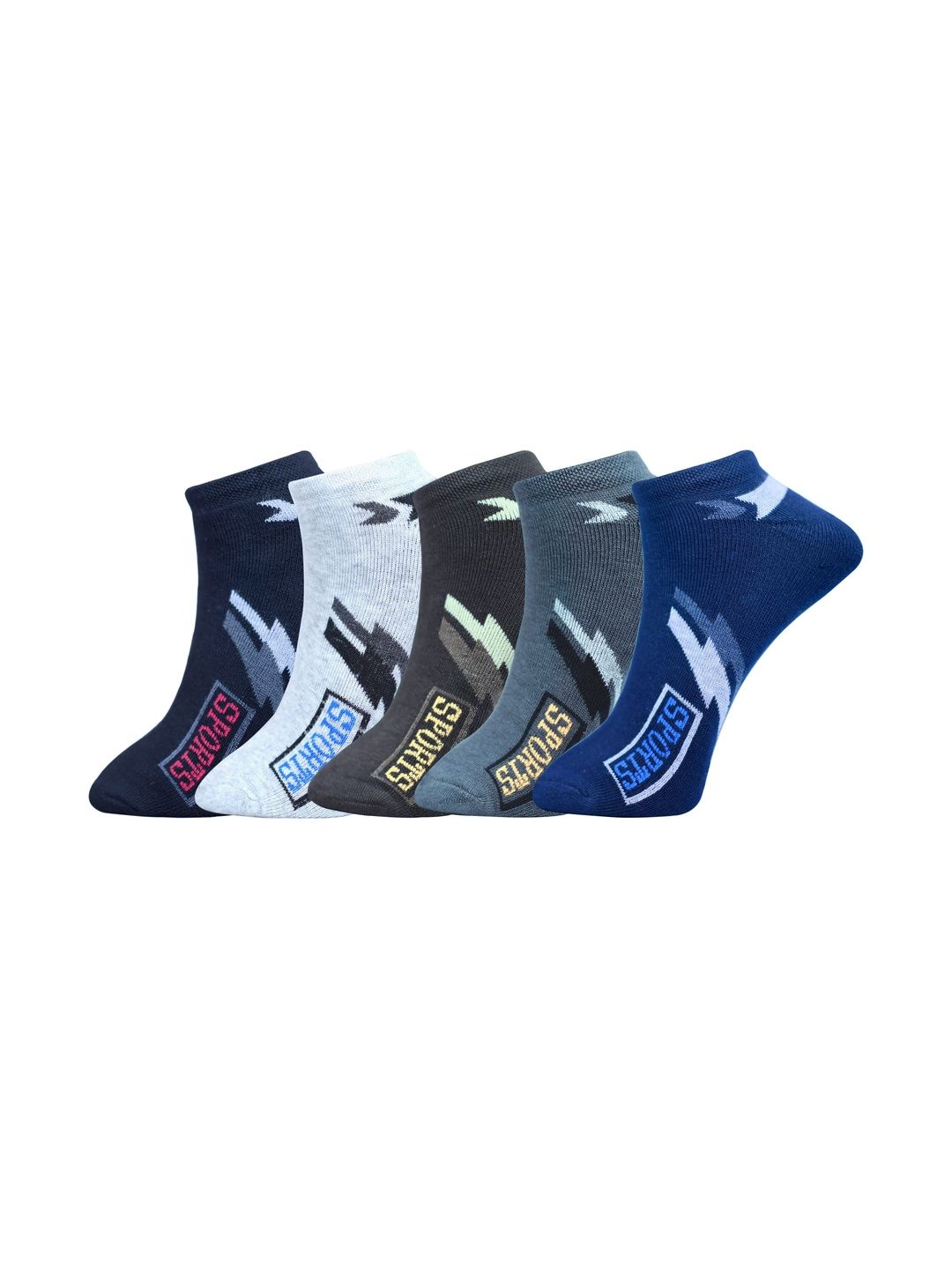 GARUN Men Pack of 5 Cotton Patterned Ankle Length Socks